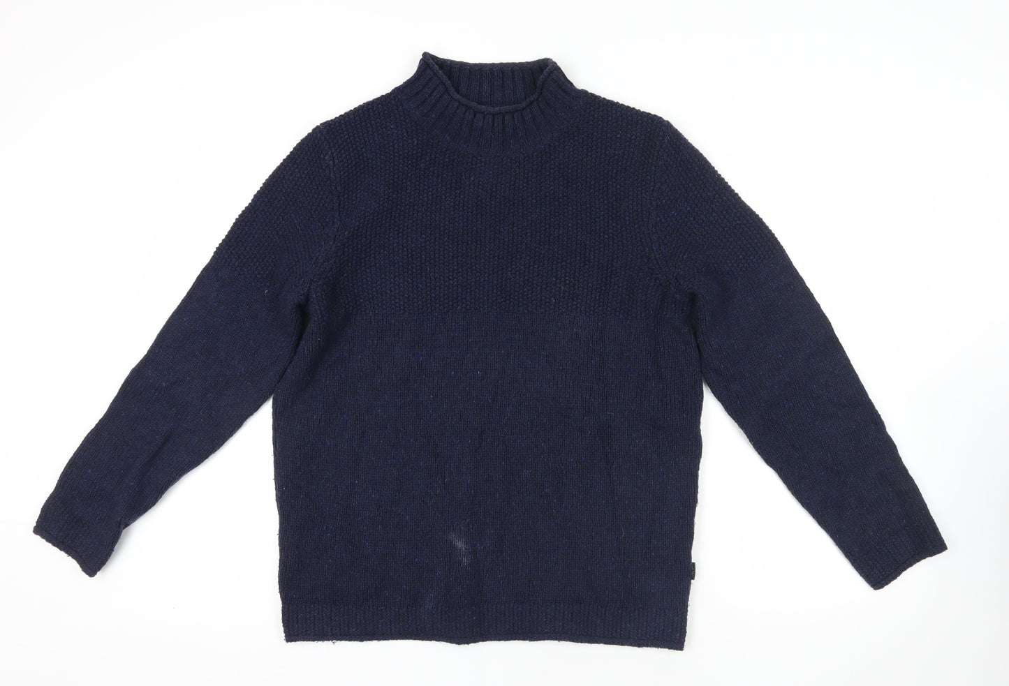 Fat Face Chunky-Knit Blue Wool Blend Pullover L