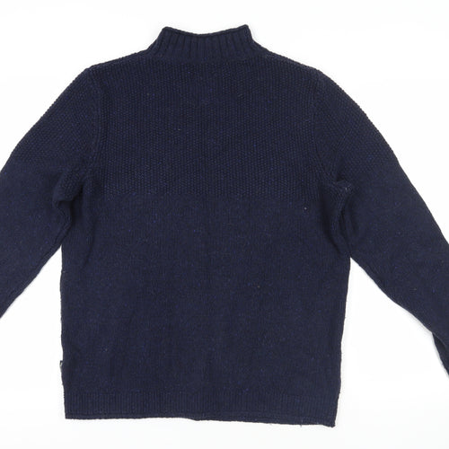 Fat Face Chunky-Knit Blue Wool Blend Pullover L