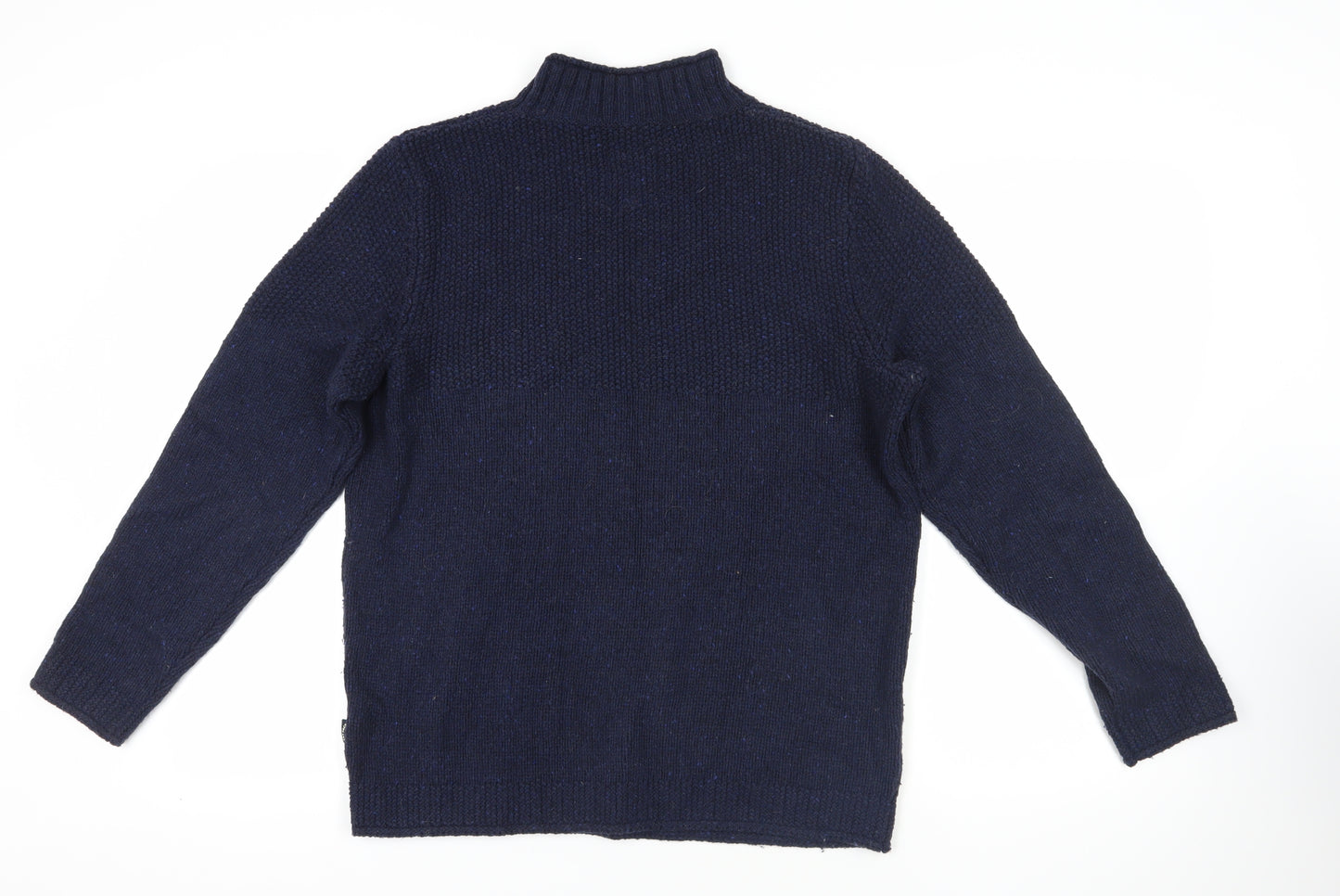 Fat Face Chunky-Knit Blue Wool Blend Pullover L