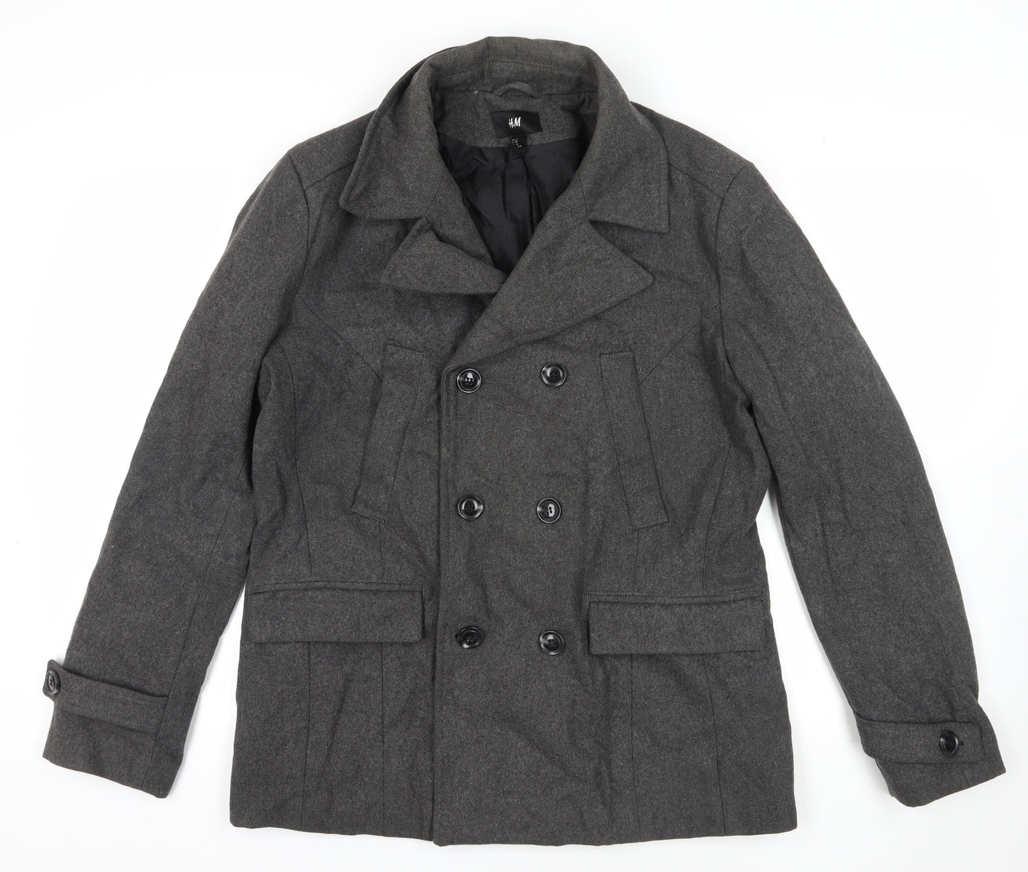 H&M Grey Wool Blend Pea Coat Size 26