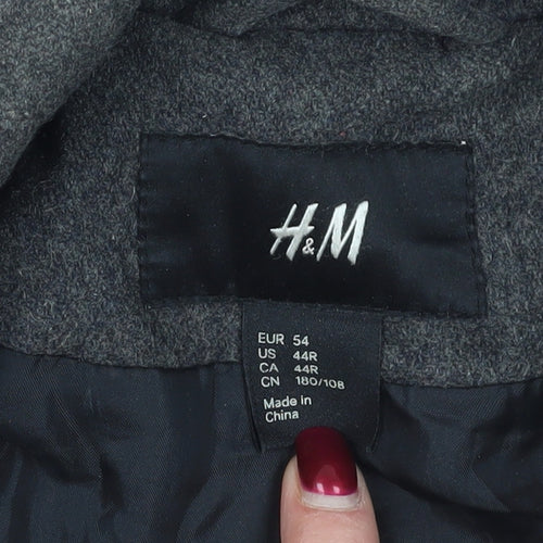 H&M Grey Wool Blend Pea Coat Size 26