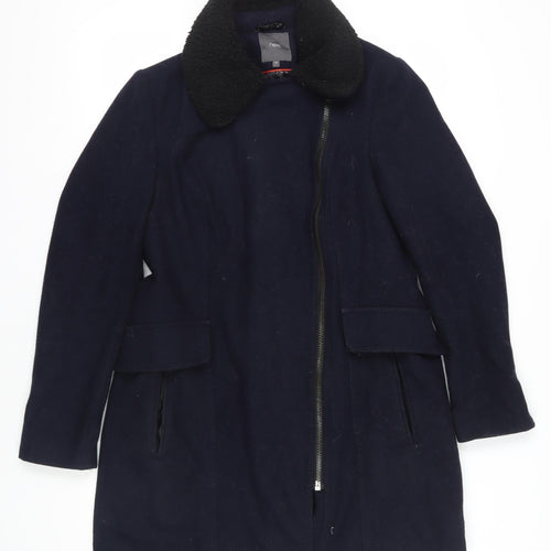 Next Black Wool Overcoat, Size 14, Casual Zip