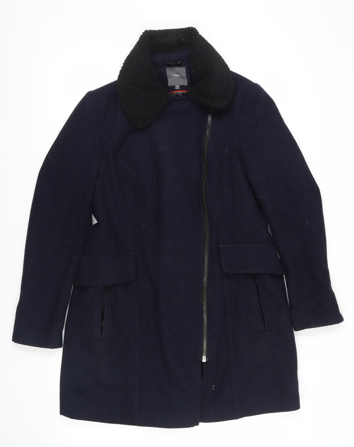 Next Black Wool Overcoat, Size 14, Casual Zip