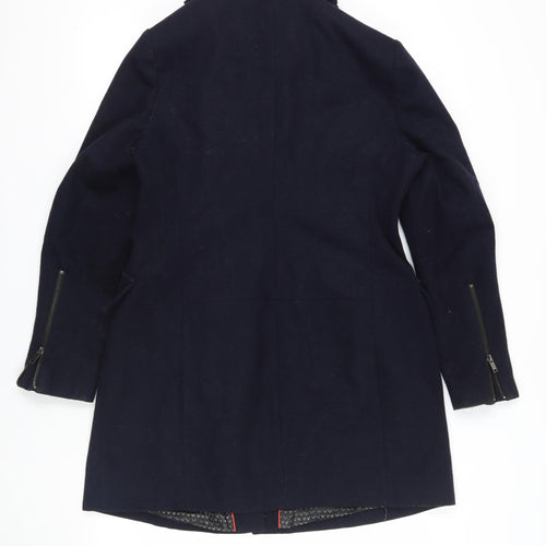 Next Black Wool Overcoat, Size 14, Casual Zip