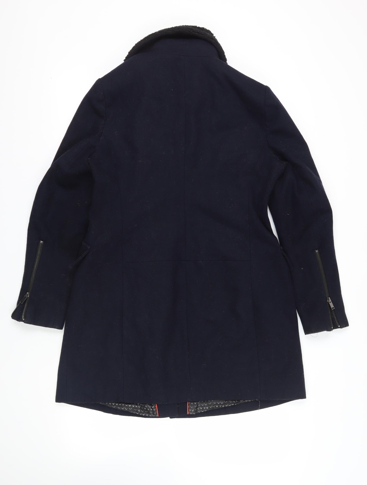 Next Black Wool Overcoat, Size 14, Casual Zip