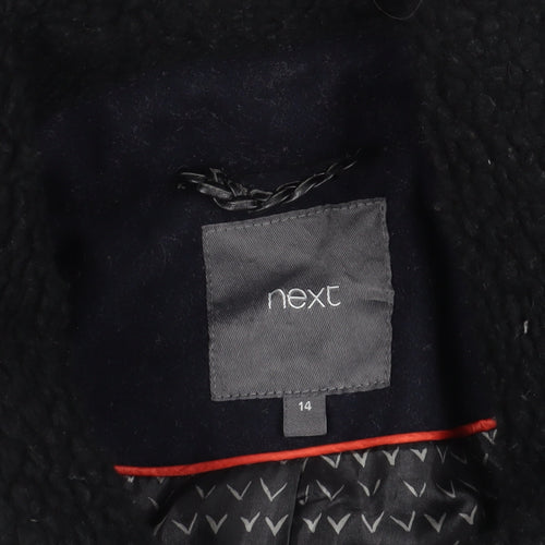 Next Black Wool Overcoat, Size 14, Casual Zip
