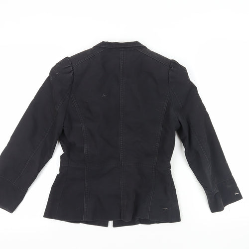 MNG Black Military Style Jacket, Size M, Classic Elegance