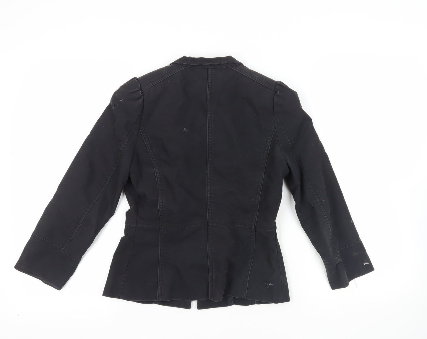 MNG Black Military Style Jacket, Size M, Classic Elegance