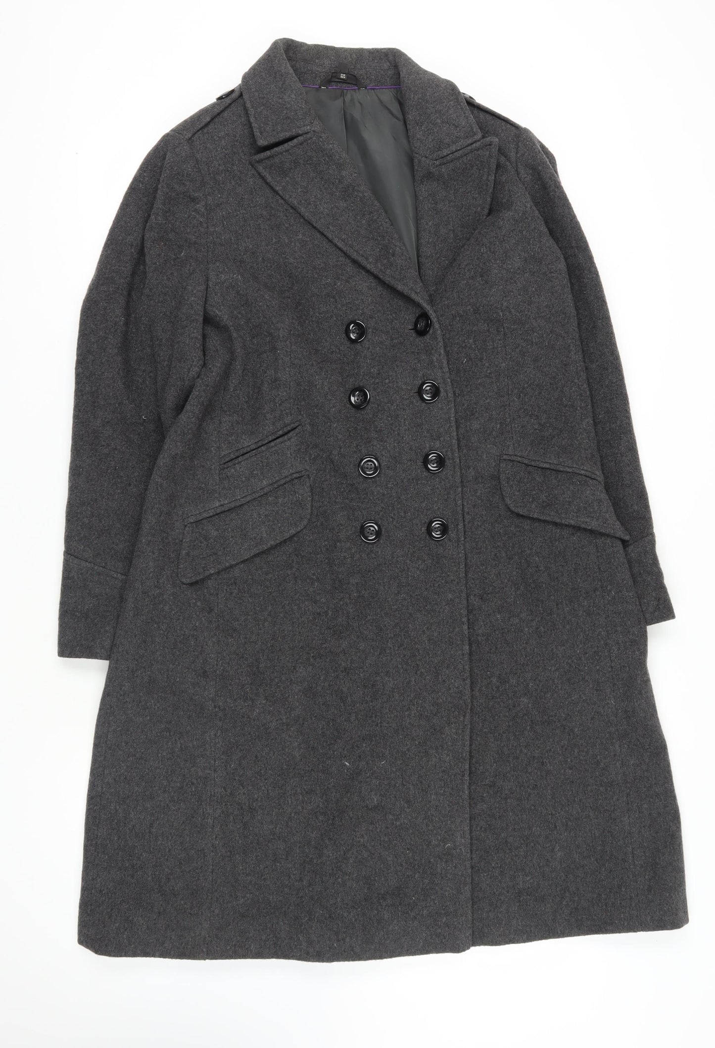 Marks & Spencer Grey Wool Blend Overcoat Size 16