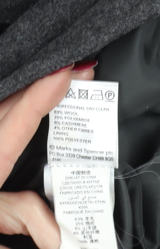 Marks & Spencer Grey Wool Blend Overcoat Size 16
