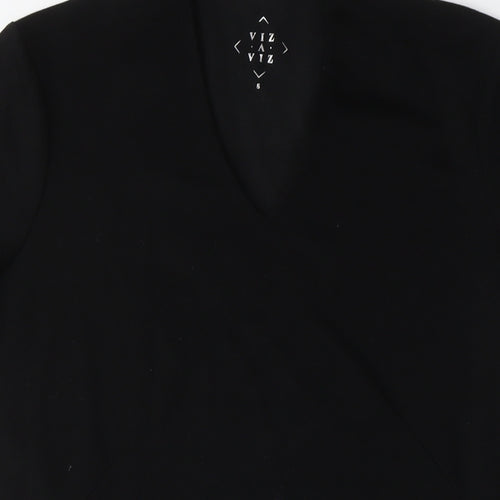 Viz a Viz Womens Black Cotton Pencil Dress Size S V-Neck