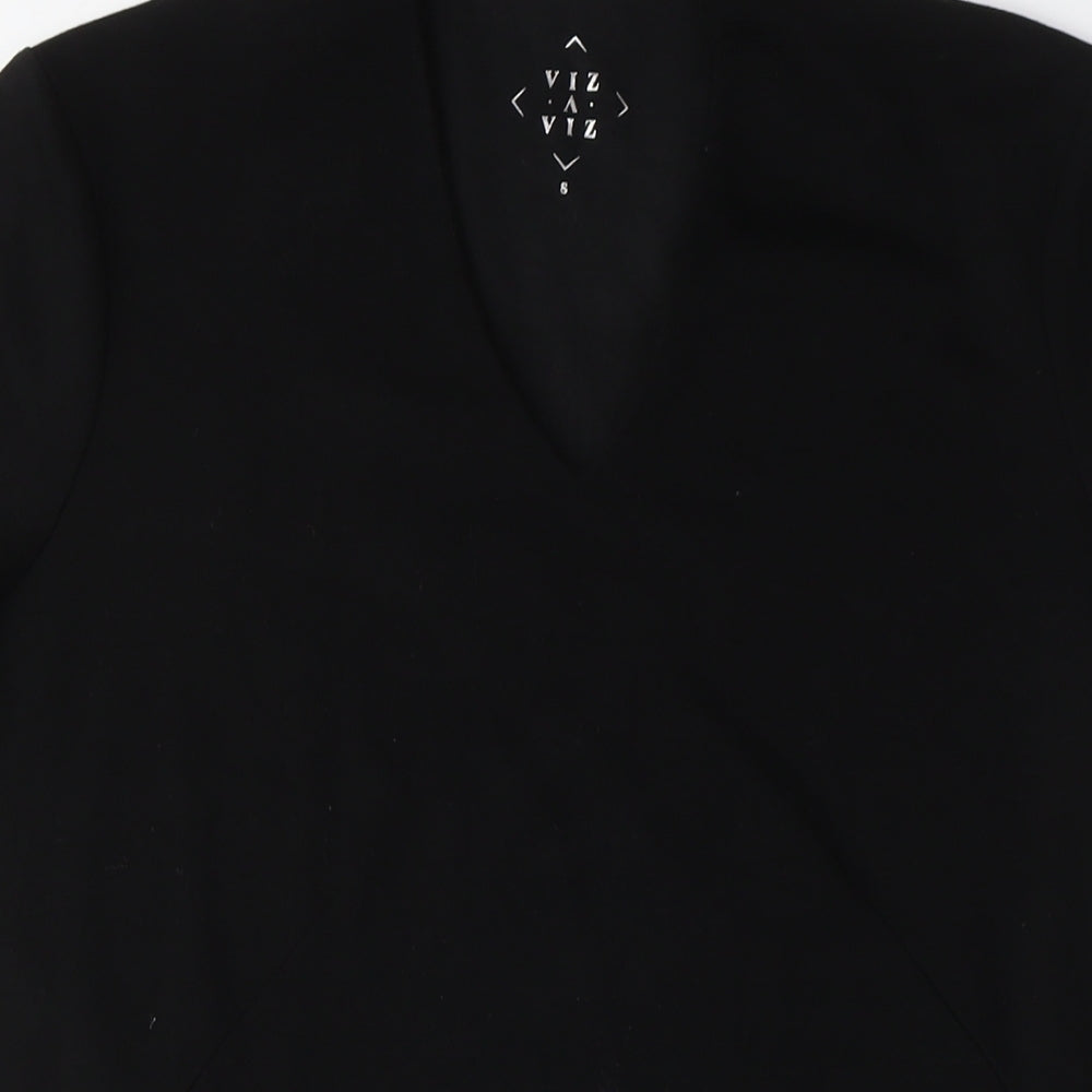 Viz a Viz Womens Black Cotton Pencil Dress Size S V-Neck