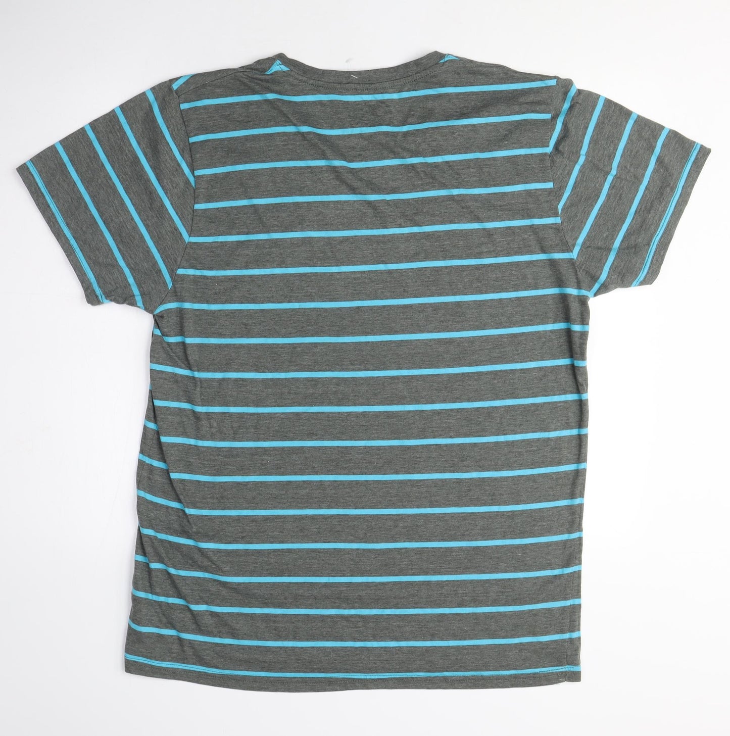 Massive Mens Green Striped Cotton T-Shirt Size 2XL Crew Neck