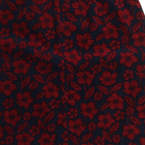 Seasalt Cornwall Womens Red Floral Cotton A-Line Skirt Size 12 Zip - Double Lined