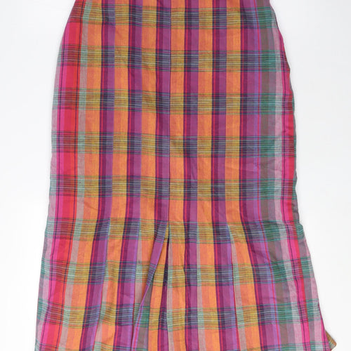 Betty Barclay Womens Pink Plaid Cotton A-Line Skirt Size 6 Zip - Vintage, Pleated bottom