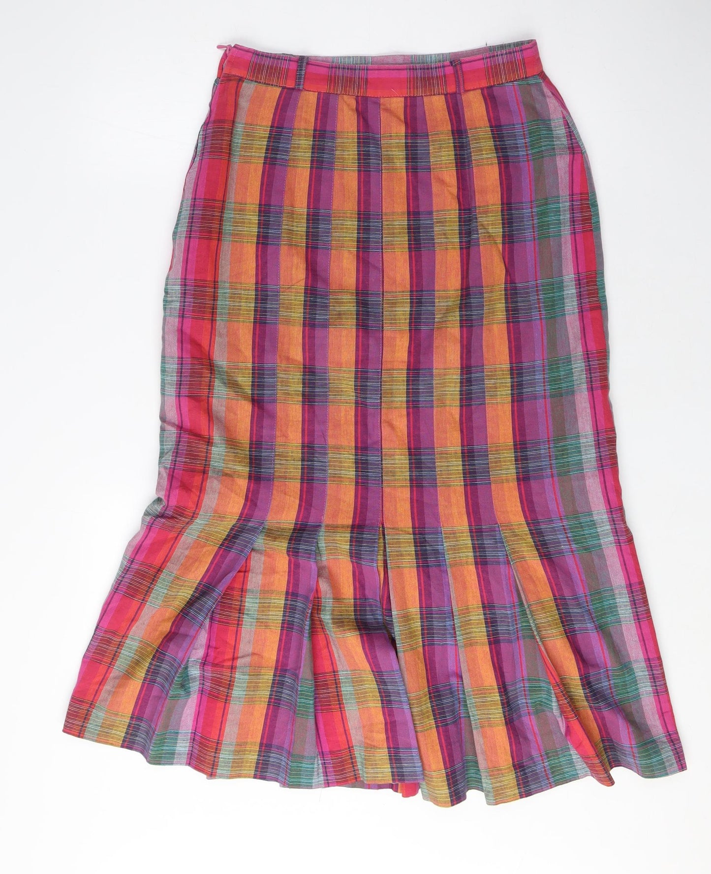 Betty Barclay Womens Pink Plaid Cotton A-Line Skirt Size 6 Zip - Vintage, Pleated bottom