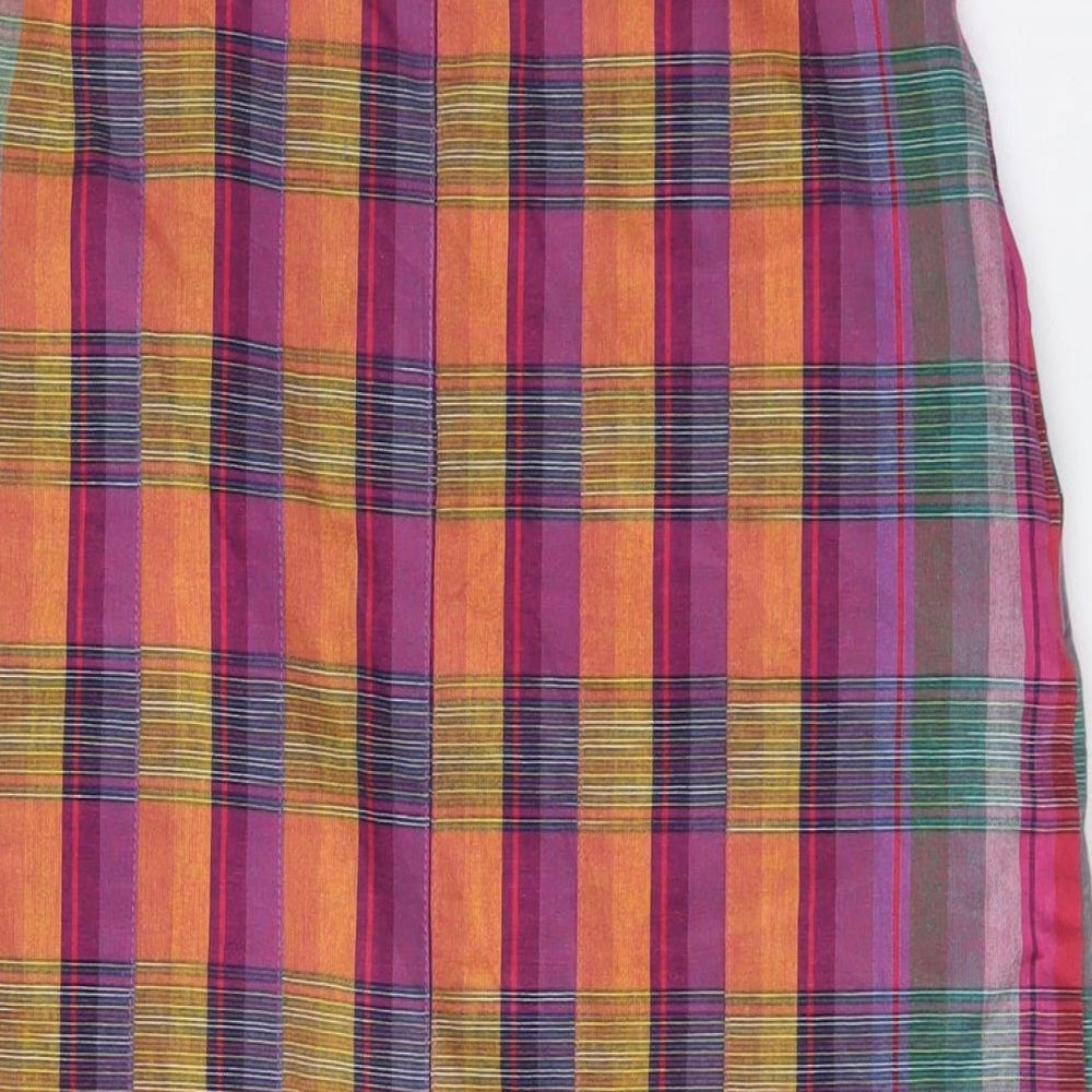 Betty Barclay Womens Pink Plaid Cotton A-Line Skirt Size 6 Zip - Vintage, Pleated bottom