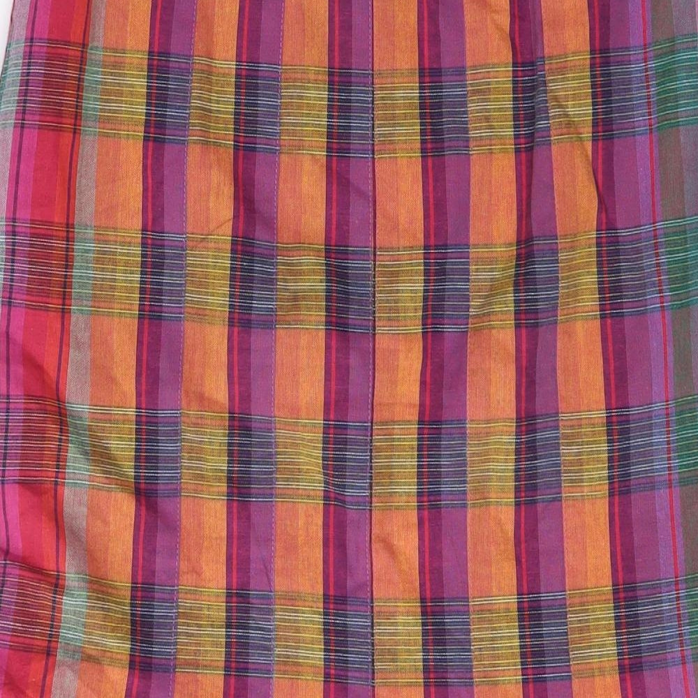 Betty Barclay Womens Pink Plaid Cotton A-Line Skirt Size 6 Zip - Vintage, Pleated bottom