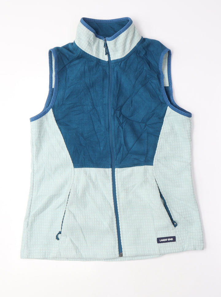 Lands' End Womens Blue Gilet Jacket Size S Zip