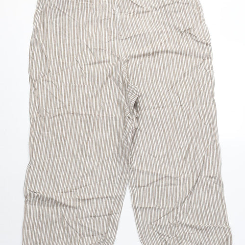 Boden Womens Beige Striped Linen Capri Trousers Size 12 L20 in Regular Zip