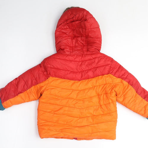 Baker Baby Orange Puffer Jacket Coat Size 18-24 Months Zip - Fur Lined Hood, Fleece lined