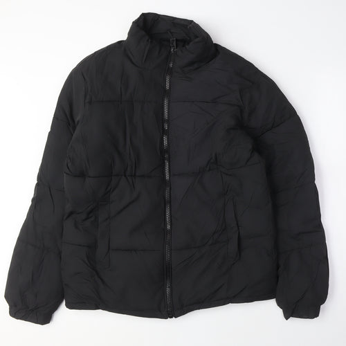 Bershka Womens Black Puffer Jacket Coat Size XS Zip