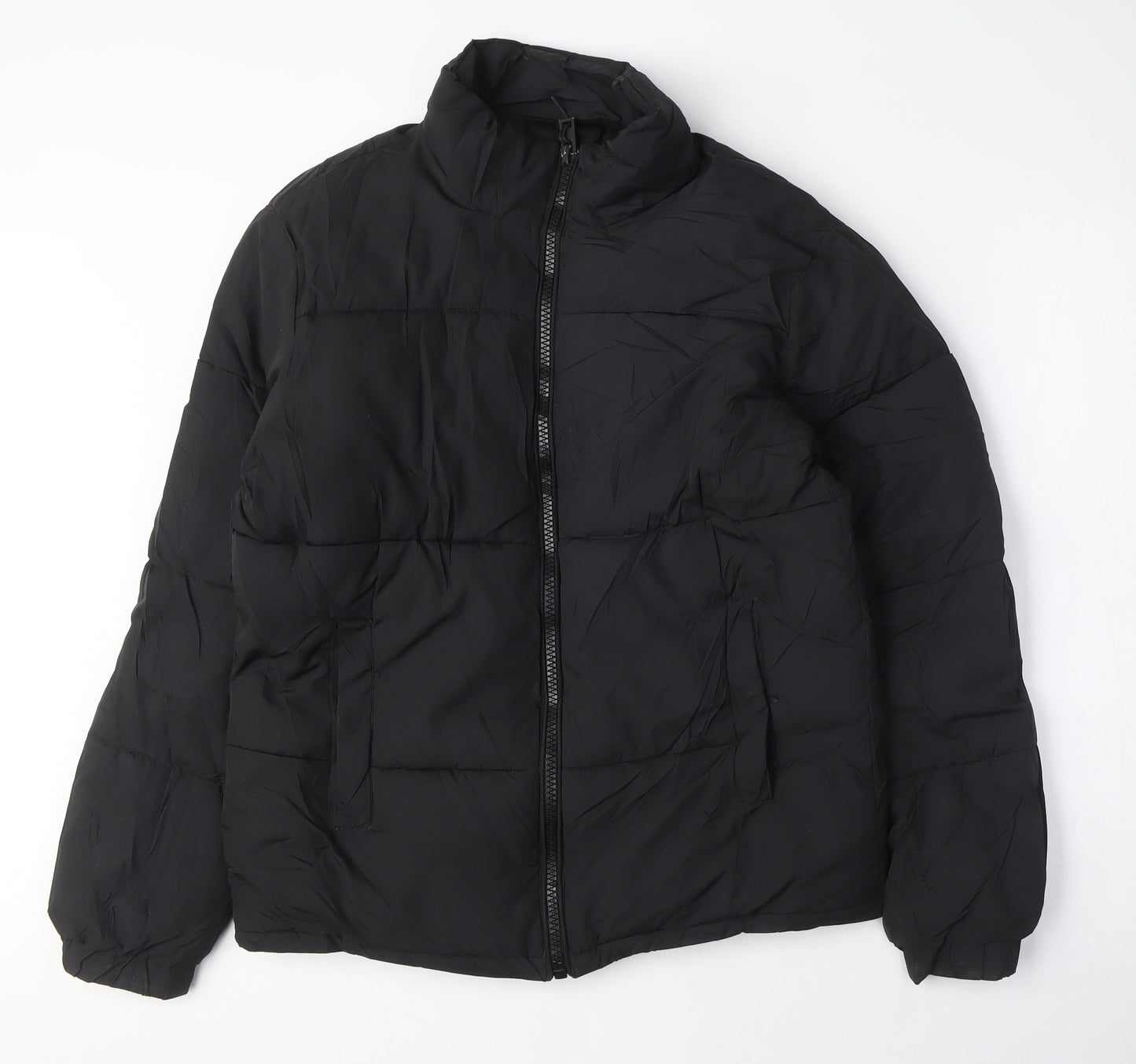 Bershka Womens Black Puffer Jacket Coat Size XS Zip