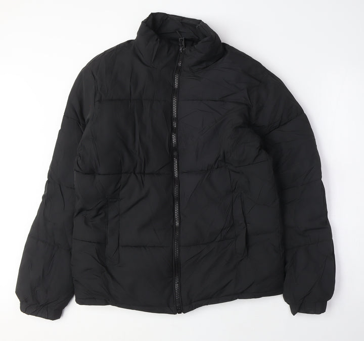 Bershka Womens Black Puffer Jacket Coat Size XS Zip