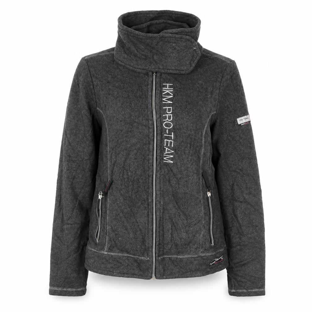 Front view of Pro-Team women’s grey polyester full zip sweatshirt, size M, zip - high neck