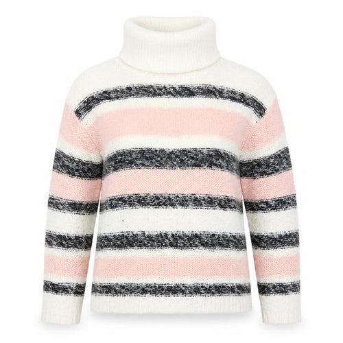 Brave Soul Womens Pink Roll Neck Striped Acrylic Pullover Jumper Size 14