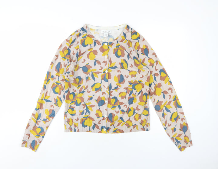 Rachel Zoe Womens Multicoloured Round Neck Geometric Cotton Cardigan Jumper Size M