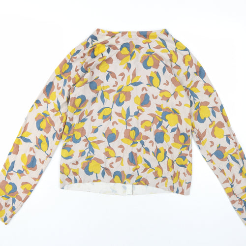 Rachel Zoe Womens Multicoloured Round Neck Geometric Cotton Cardigan Jumper Size M