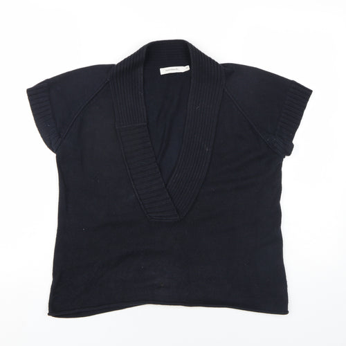 Sandwich Womens Black V-Neck Cotton Pullover Jumper Size M