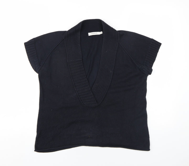 Sandwich Womens Black V-Neck Cotton Pullover Jumper Size M