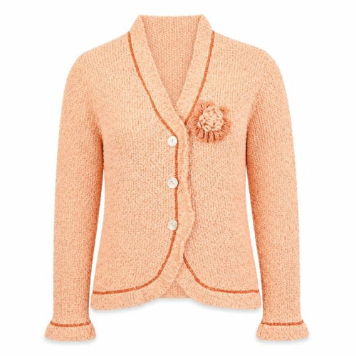 Olsen Womens Orange V-Neck Cotton Cardigan Jumper Size 10