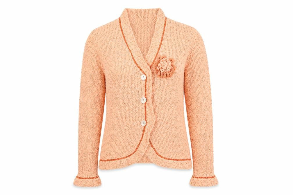 Olsen Womens Orange V-Neck Cotton Cardigan Jumper Size 10