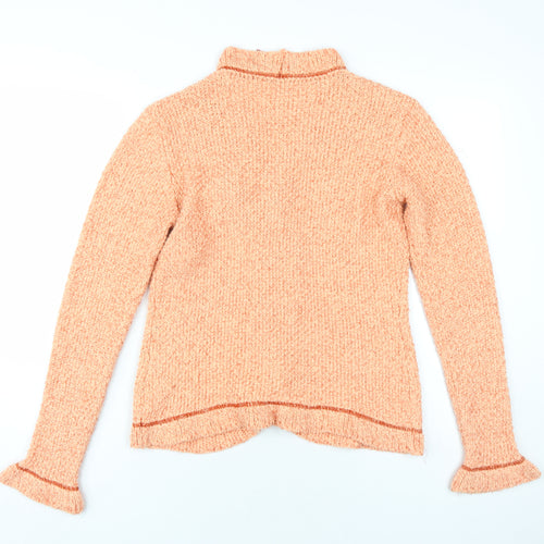 Olsen Womens Orange V-Neck Cotton Cardigan Jumper Size 10