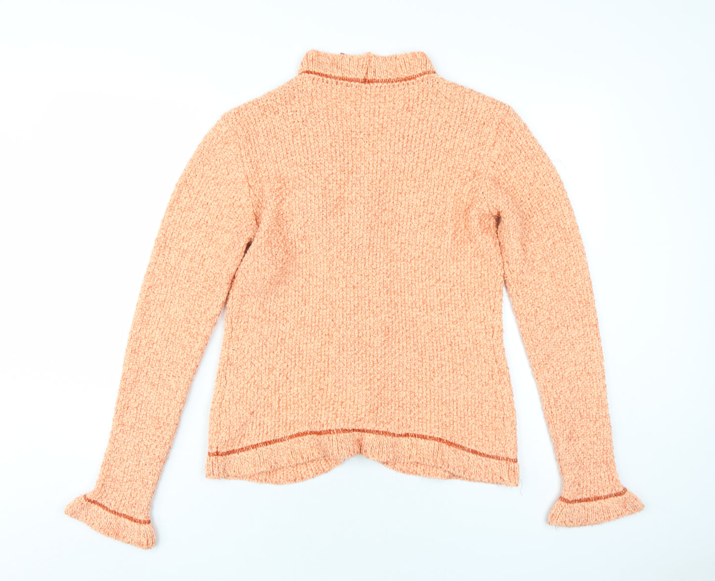 Olsen Womens Orange V-Neck Cotton Cardigan Jumper Size 10