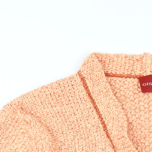 Olsen Womens Orange V-Neck Cotton Cardigan Jumper Size 10