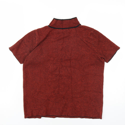 Zara Womens Orange Viscose Basic T-Shirt Size L Mock Neck