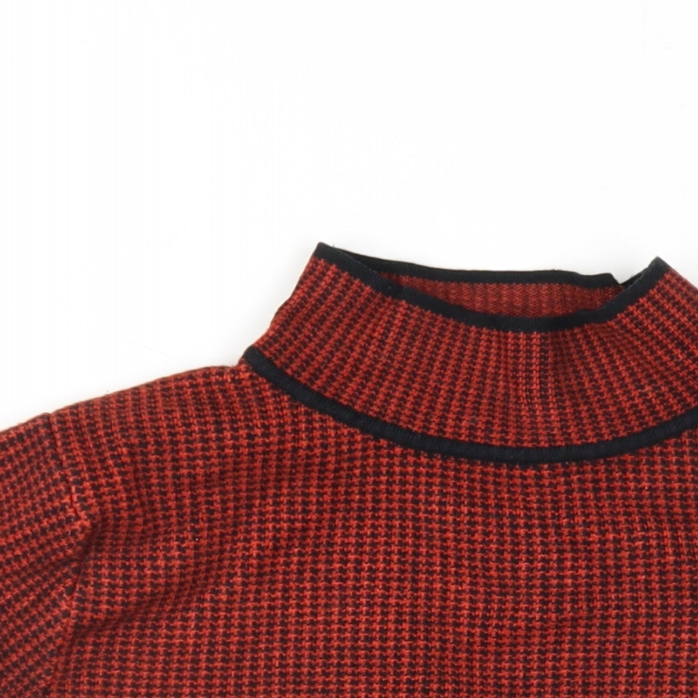 Zara Womens Orange Viscose Basic T-Shirt Size L Mock Neck