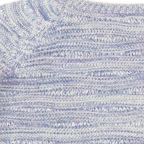 Indigo Womens Blue Round Neck Cotton Pullover Jumper Size 14