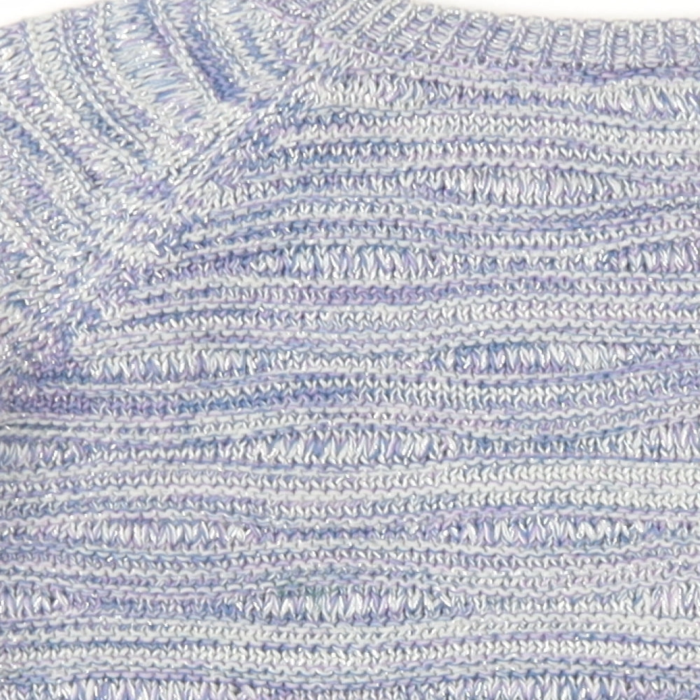 Indigo Womens Blue Round Neck Cotton Pullover Jumper Size 14