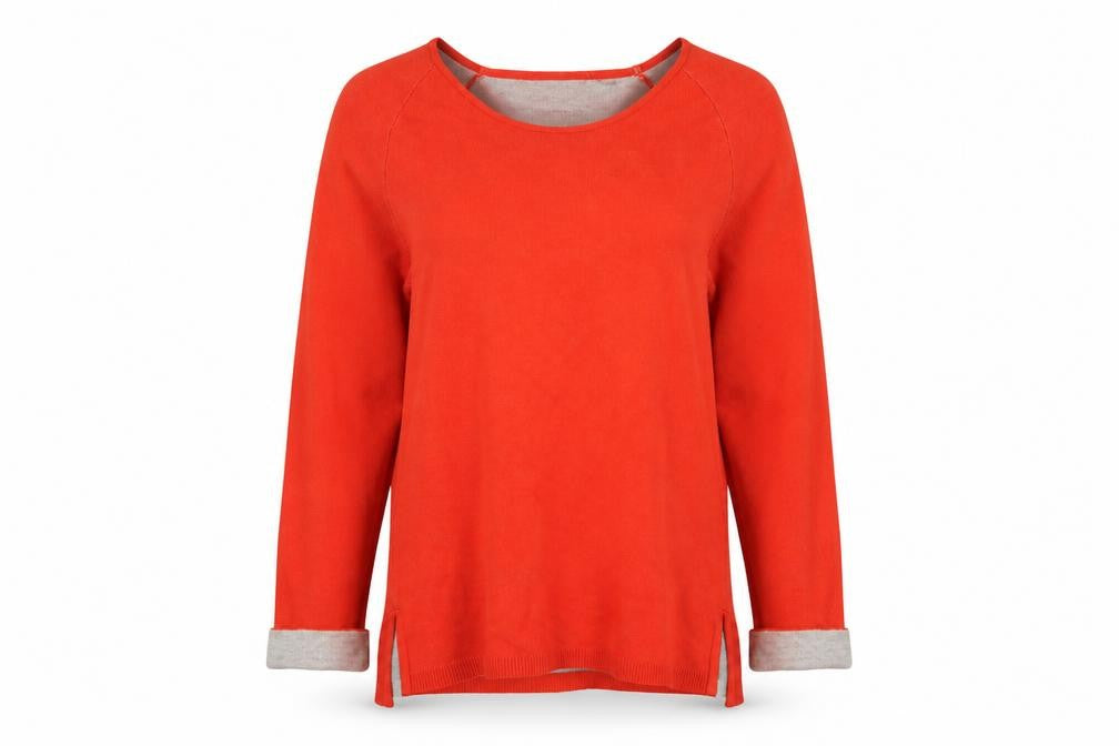 Front view of Foil women’s red round neck viscose jumper, size XS