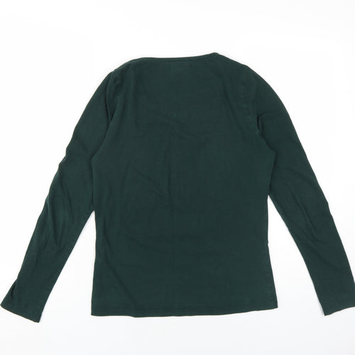 Mud & Water Womens Green Viscose Basic T-Shirt Size 10 Scoop Neck