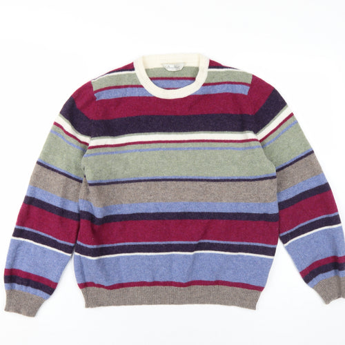 David Nieper Womens Multicoloured Round Neck Striped Wool Pullover Jumper Size 16