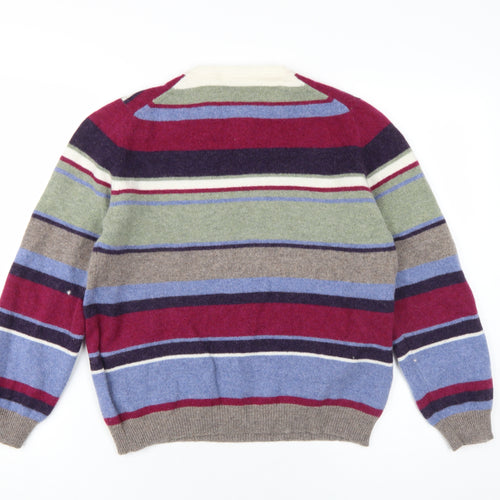 David Nieper Womens Multicoloured Round Neck Striped Wool Pullover Jumper Size 16
