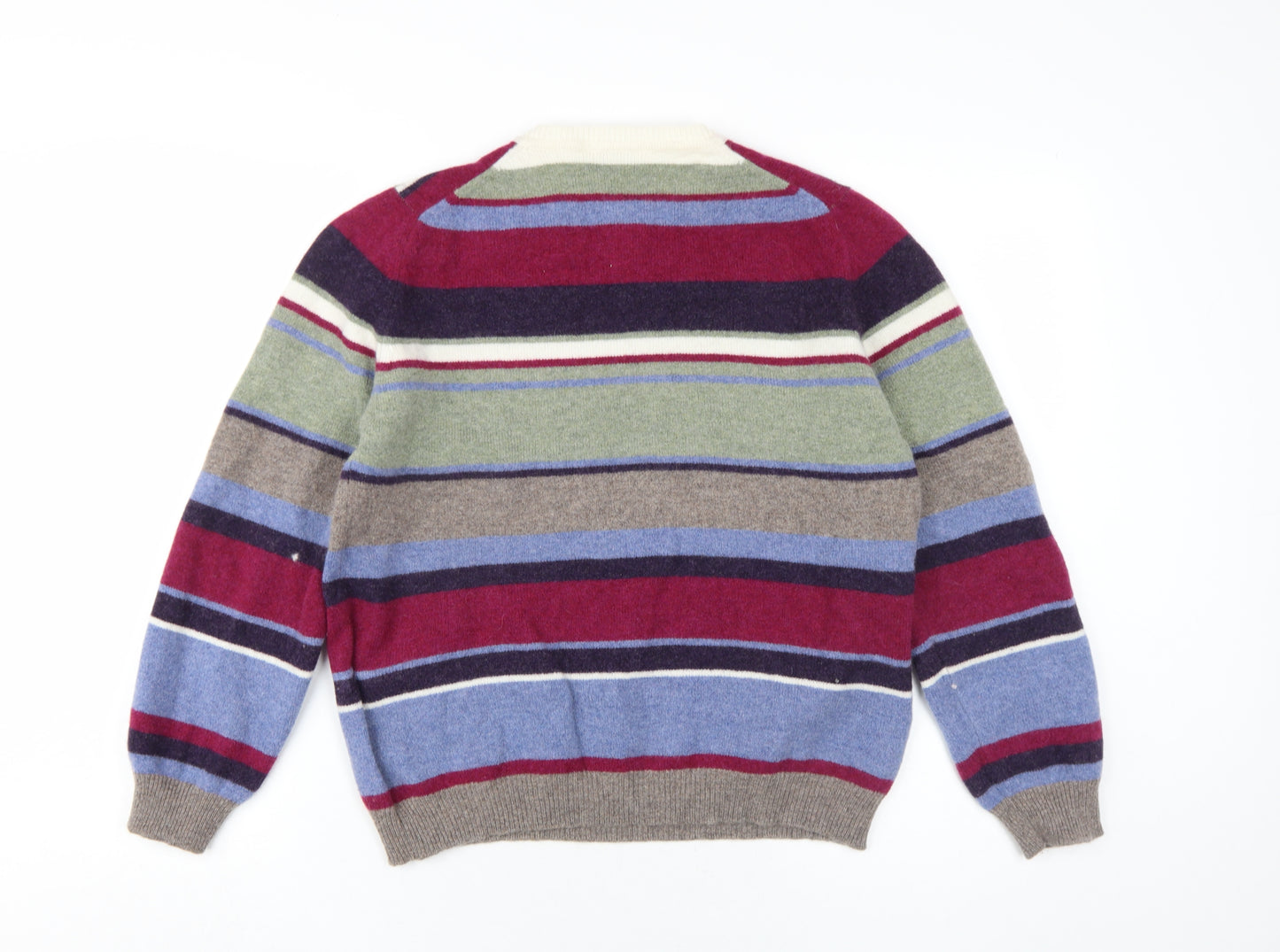 David Nieper Womens Multicoloured Round Neck Striped Wool Pullover Jumper Size 16