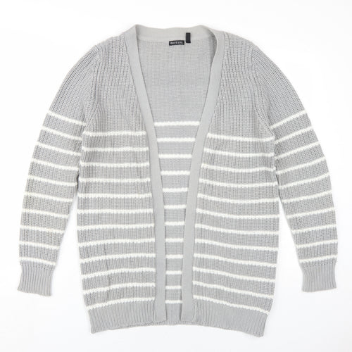 Brave Soul Womens Green V-Neck Striped Cotton Cardigan Jumper Size 14