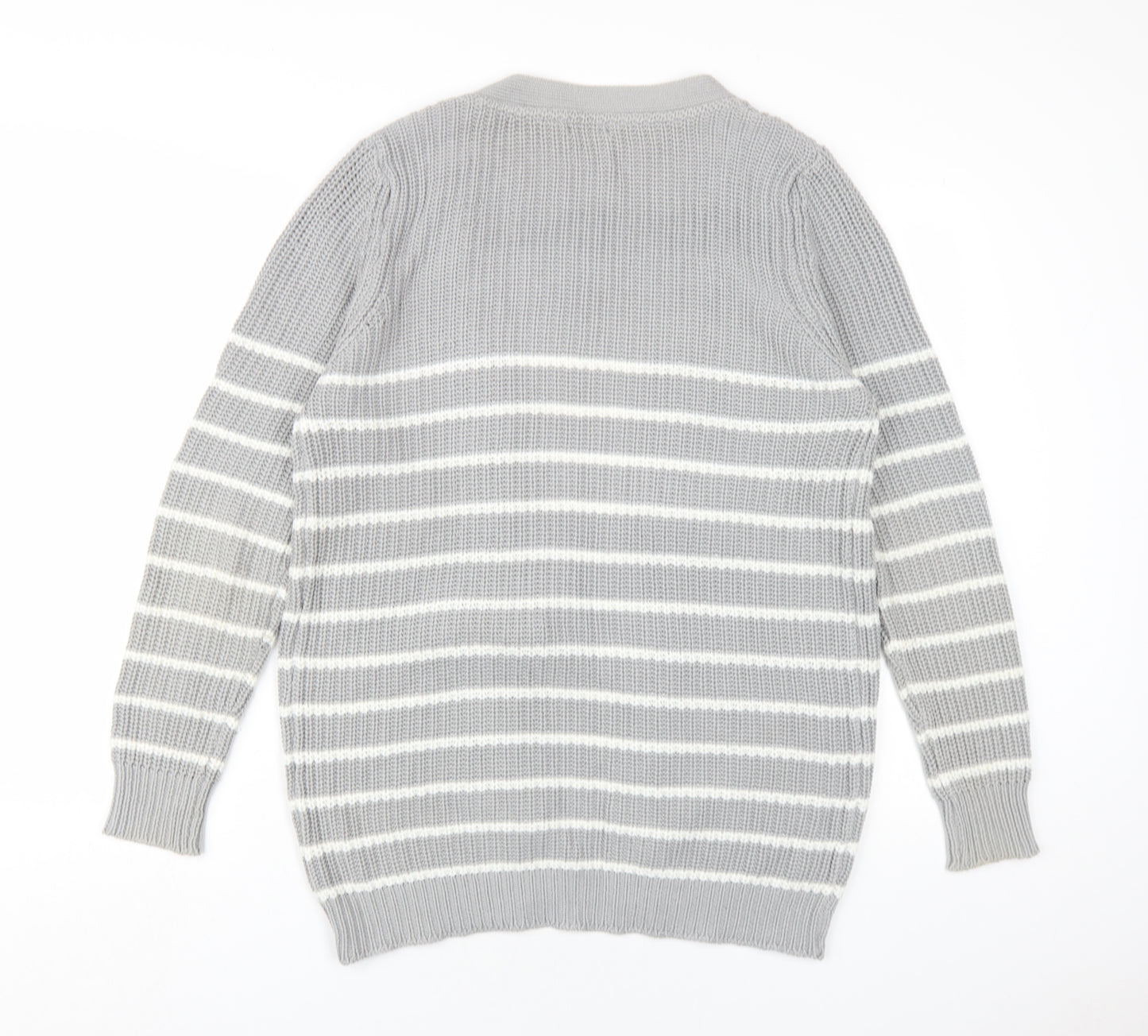 Brave Soul Womens Green V-Neck Striped Cotton Cardigan Jumper Size 14